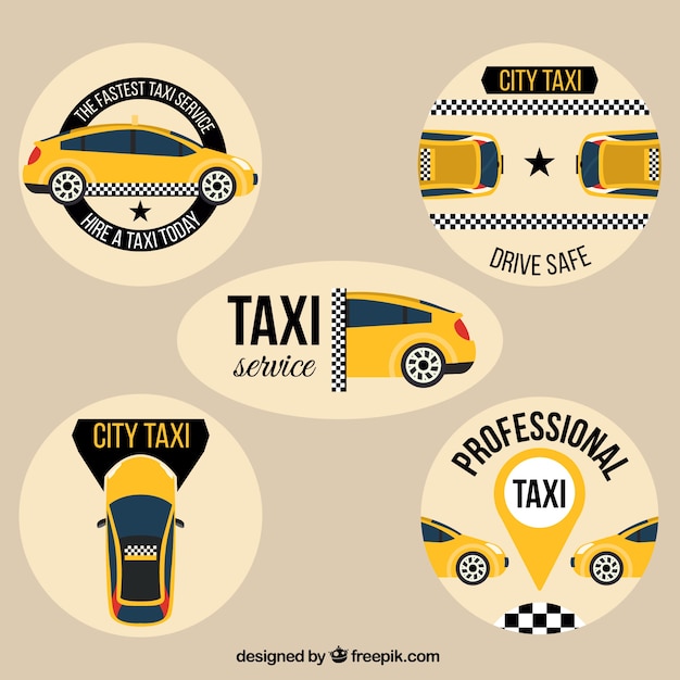 Vector gratuito set de insignias de taxi