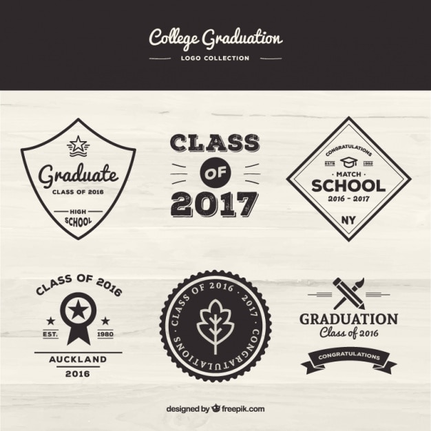 Vector gratuito set de insignias vintage de graduación