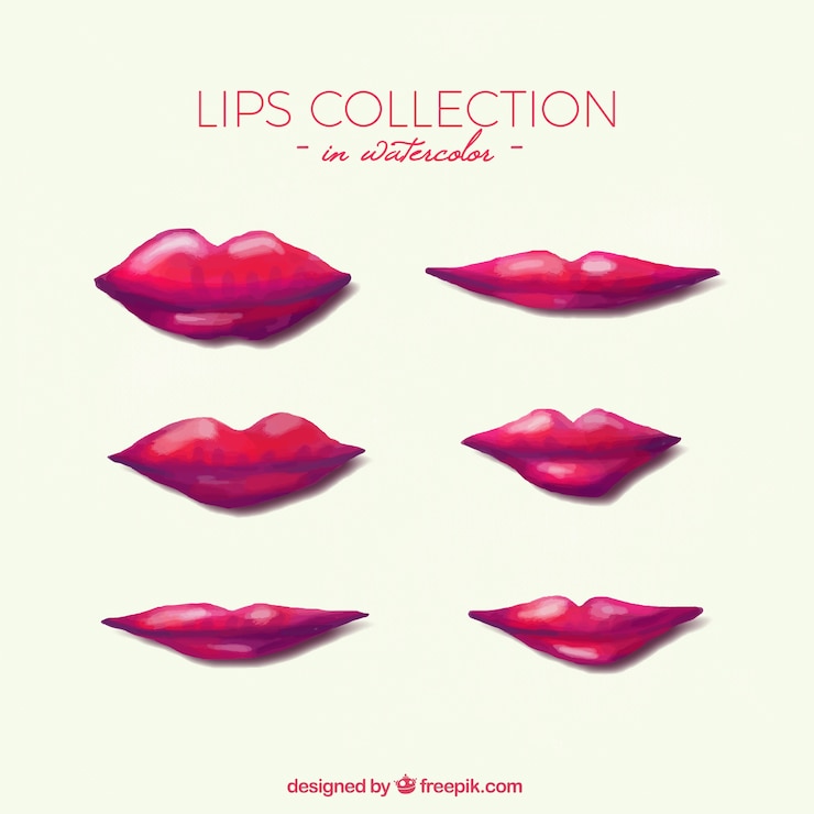 Vector gratuito set de labios de acuarela