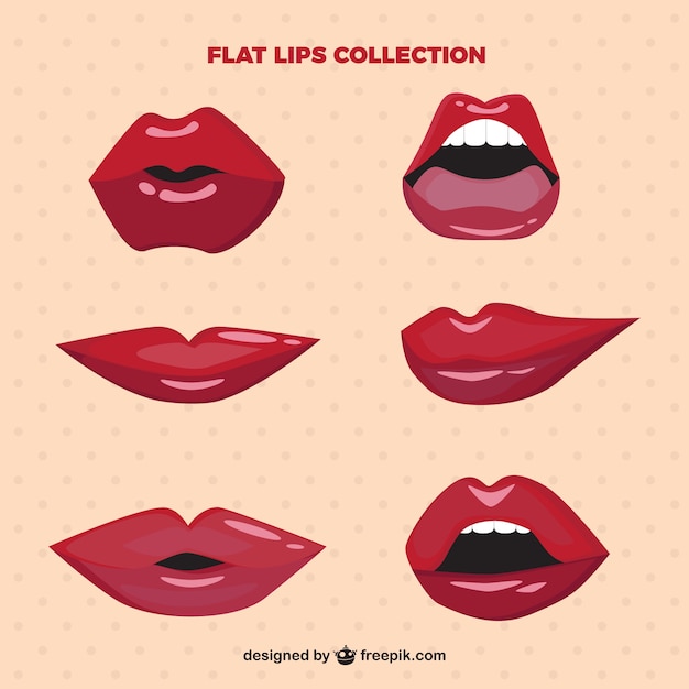 Vector gratuito set de labios con brillo