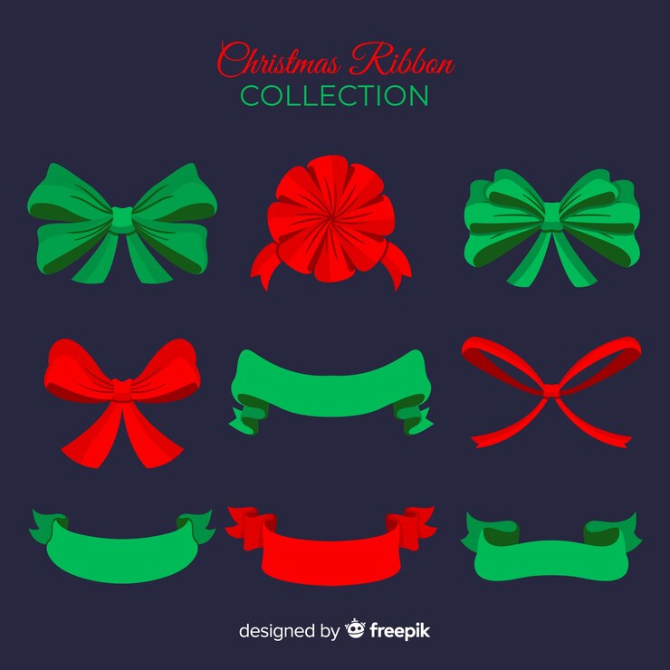 Vector gratuito set de lazos navideños