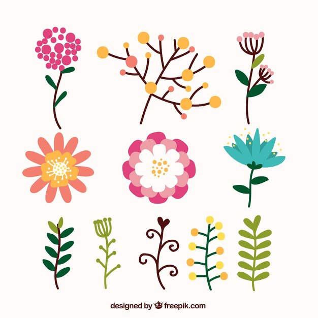 Set de lindas flores decorativas