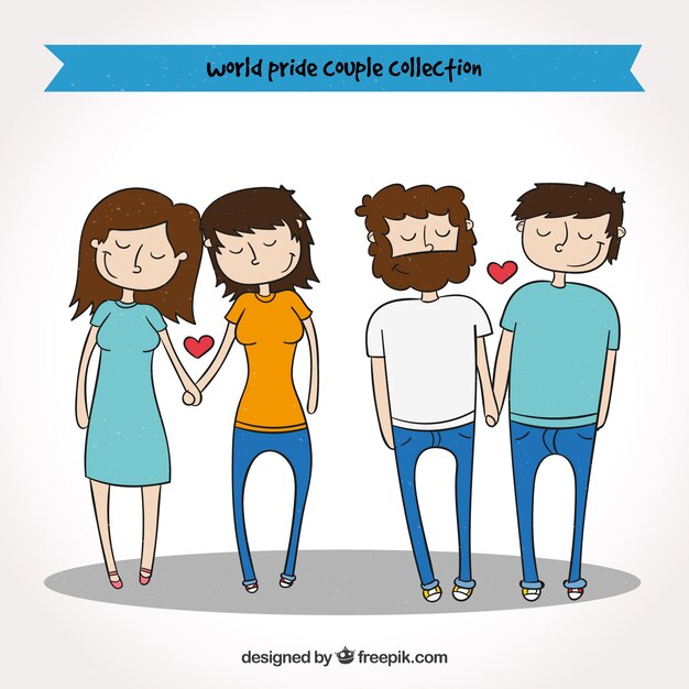 Set de lindas parejas enamoradas 