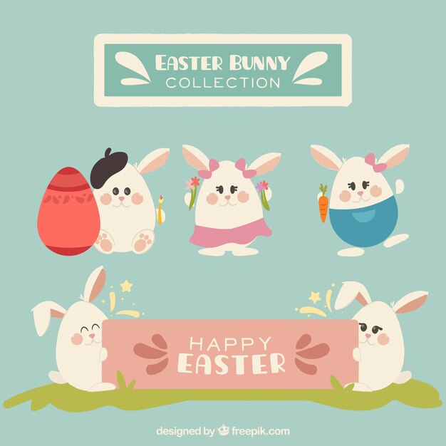 Set de lindos conejitos de pascua 