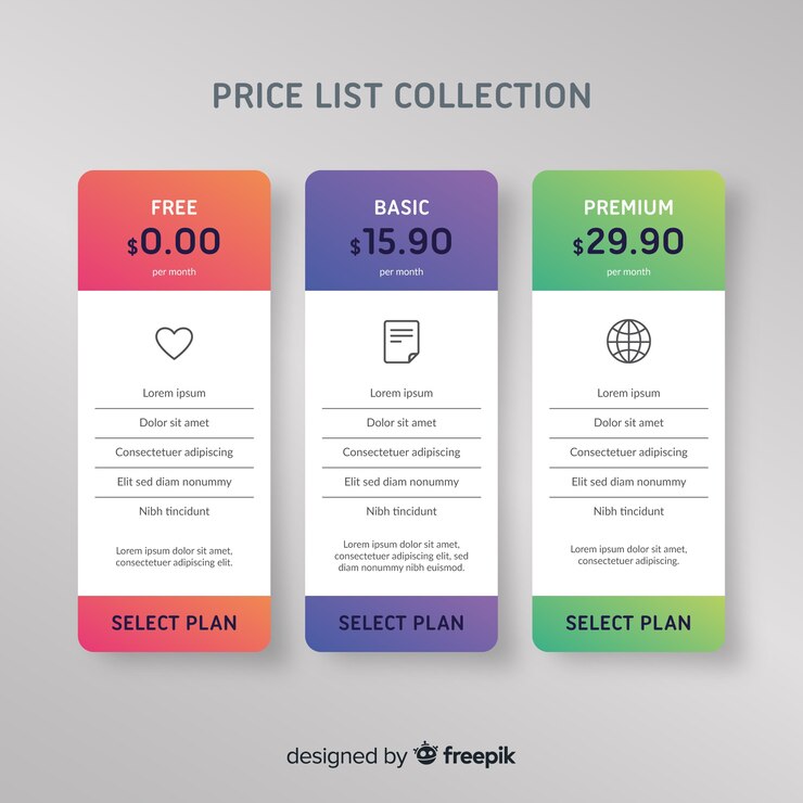 Vector gratuito set de lista de precios