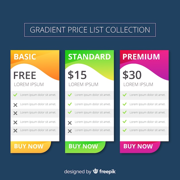 Set de lista de precios