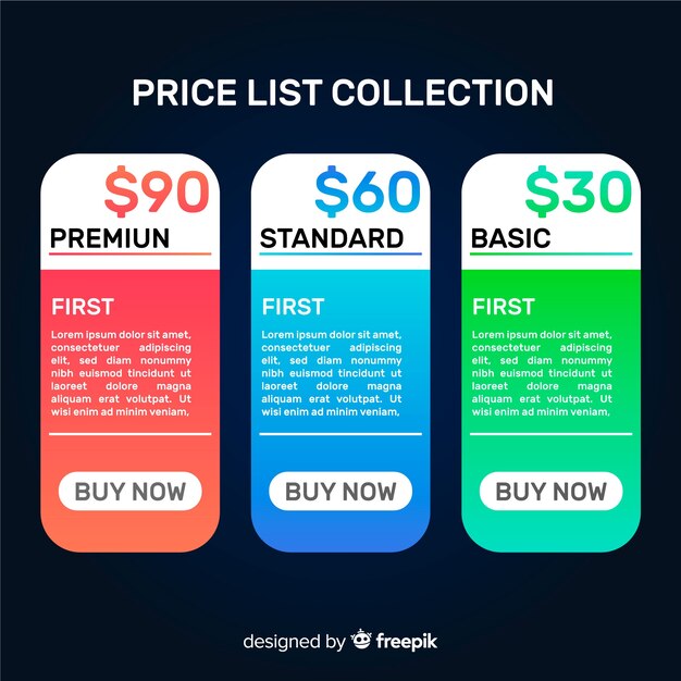 Set de lista de precios
