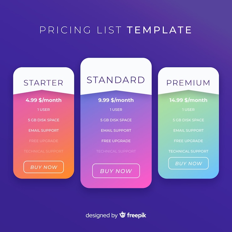 Vector gratuito set de lista de precios