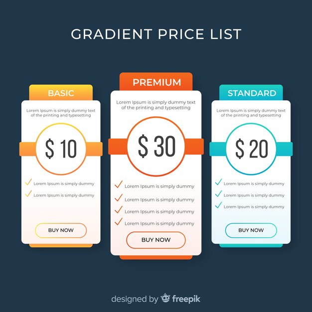 Set de lista de precios