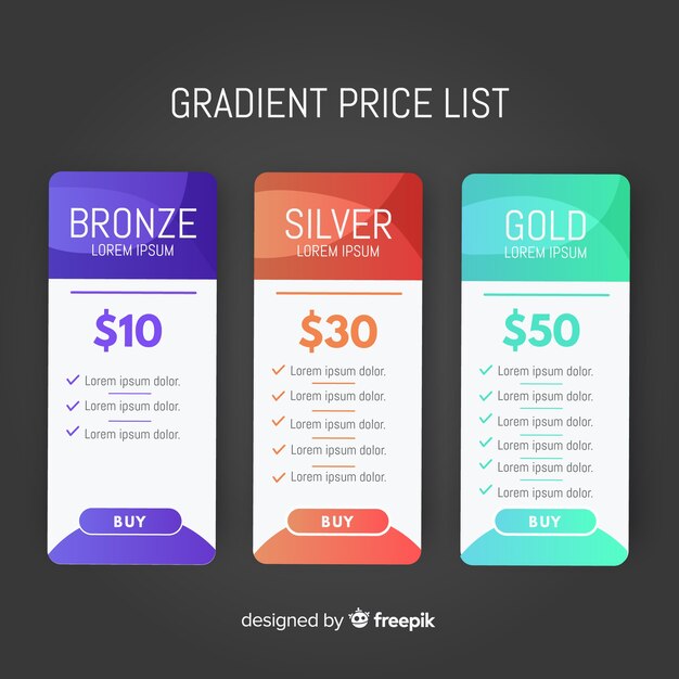 Set de lista de precios