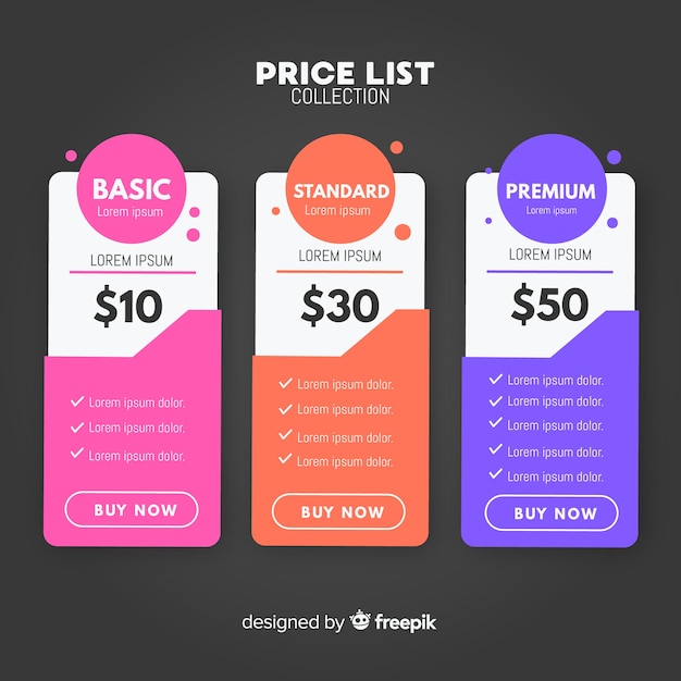 Set de lista de precios