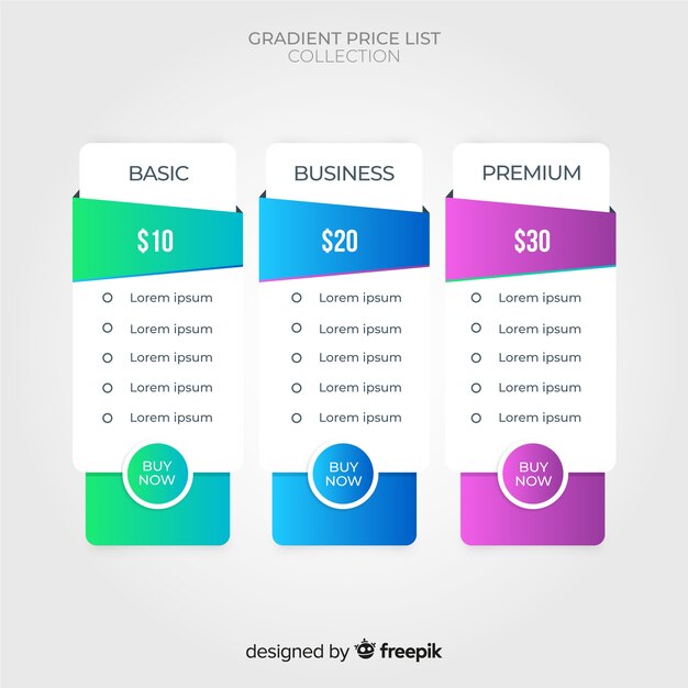 Set de lista de precios