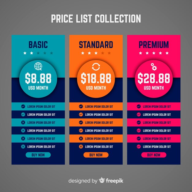 Set de lista de precios
