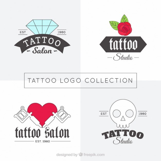 Set de logos de estudio de tatuajes lineales