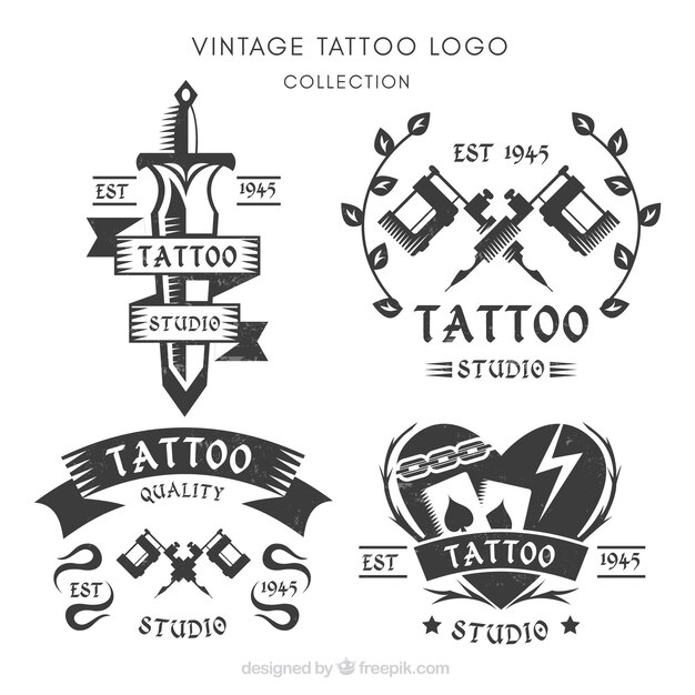 Set de logos de estudios de tatuaje 