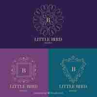 Vector gratuito set de logos ornamentales vintage