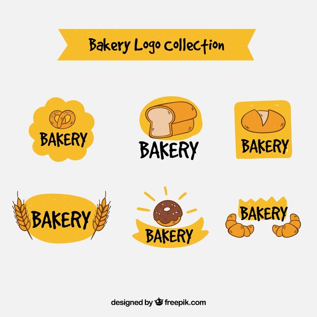 Set de logos de panadería en estilo hecho a mano
