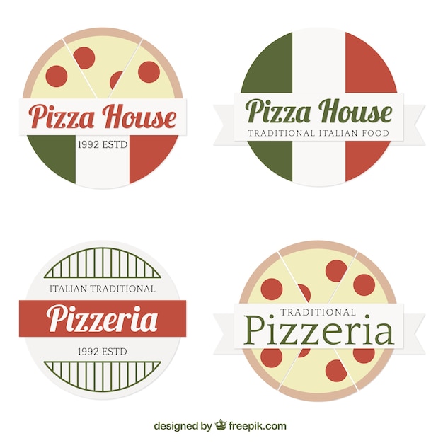 Vector gratuito set de logos redondos de pizzería