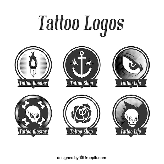 Vector gratuito set de logos redondos de tatuajes