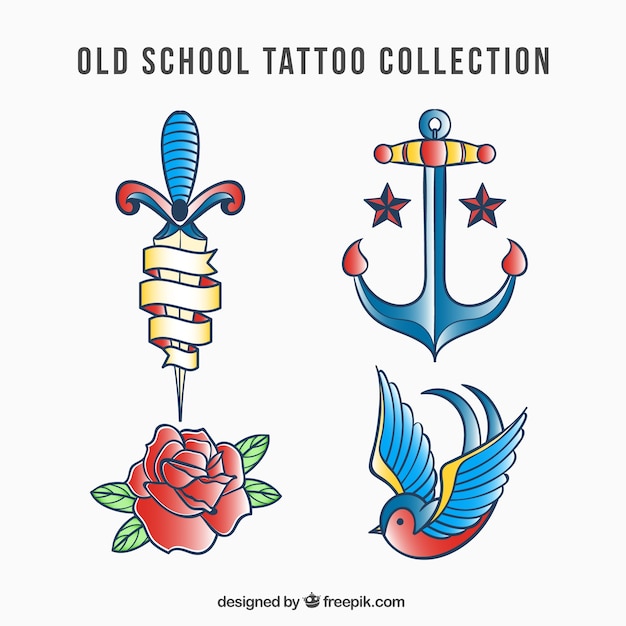 Set de logos de tatuajes dibujados a mano 