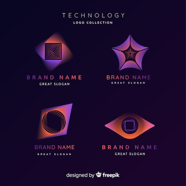 Vector gratuito set de logotipos de estilo tecnológico