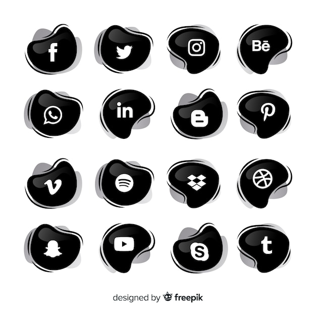 Vector gratuito set de logotipos negros de redes sociales