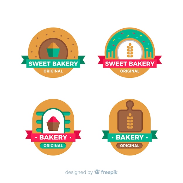 Vector gratuito set de logotipos de panadería