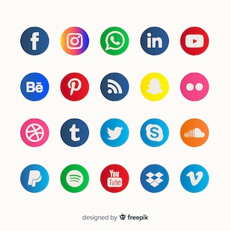 Set de logotipos de redes sociales vector gratuito
