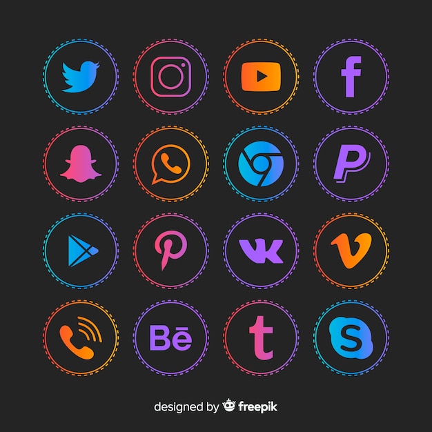 Vector gratuito set de logotipos de redes sociales