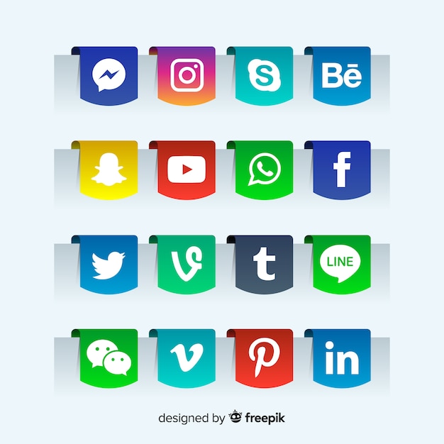 Vector gratuito set de logotipos de redes sociales