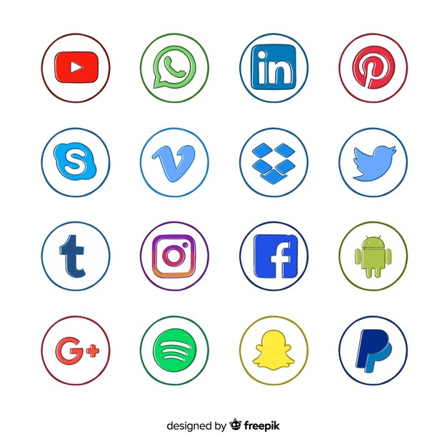 Set de logotipos de redes sociales