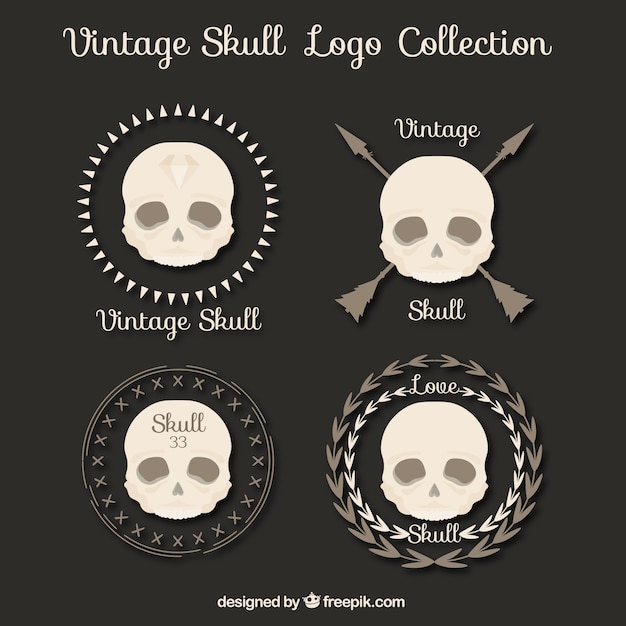 Vector gratuito set de logotipos vintage de calaveras