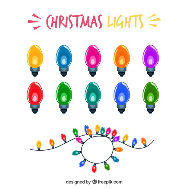 Set de luces de colores para la celebración de navidad 