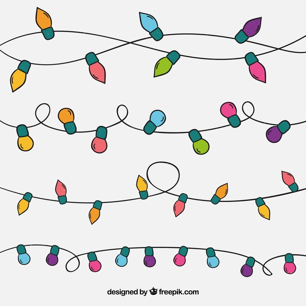Set de luces de colores dibujadas a mano