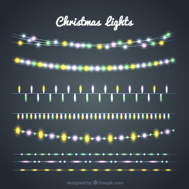 Vector gratuito set de luces decorativas para navidad