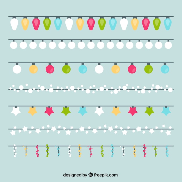 Vector gratuito set de luces navideñas de diferentes formas