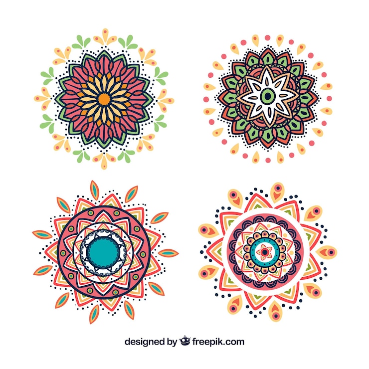 Vector gratuito set de mandalas decorativos dibujados a mano