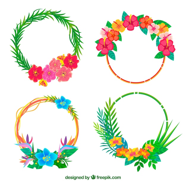 Vector gratuito set de marcos florales tropicales