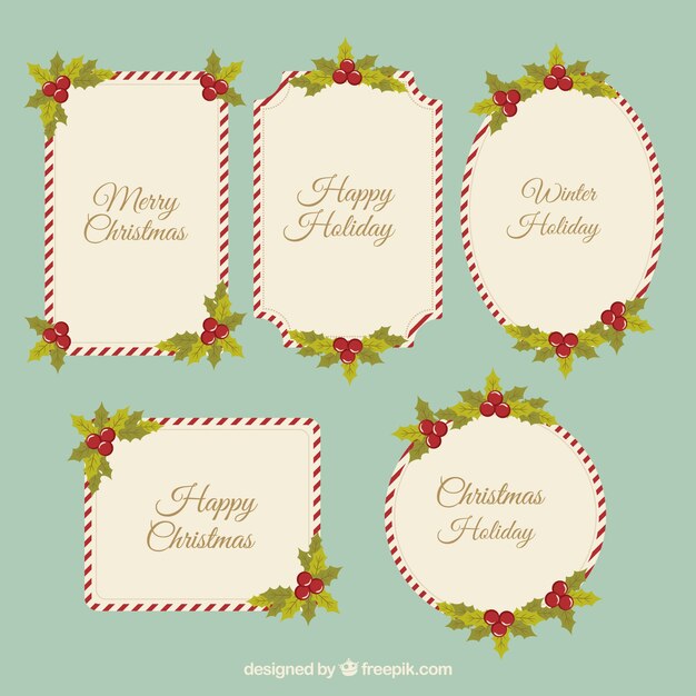 Set de marcos de navidad decorativos en estilo vintage 