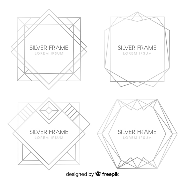Vector gratuito set marcos plateados textura metálica
