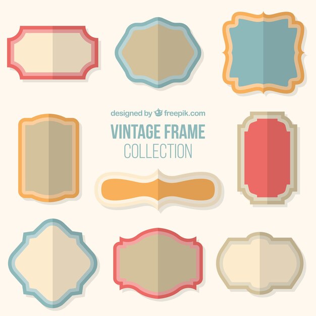 Set de marcos vintage en diseño plano 