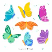 Vector gratuito set mariposas coloridas