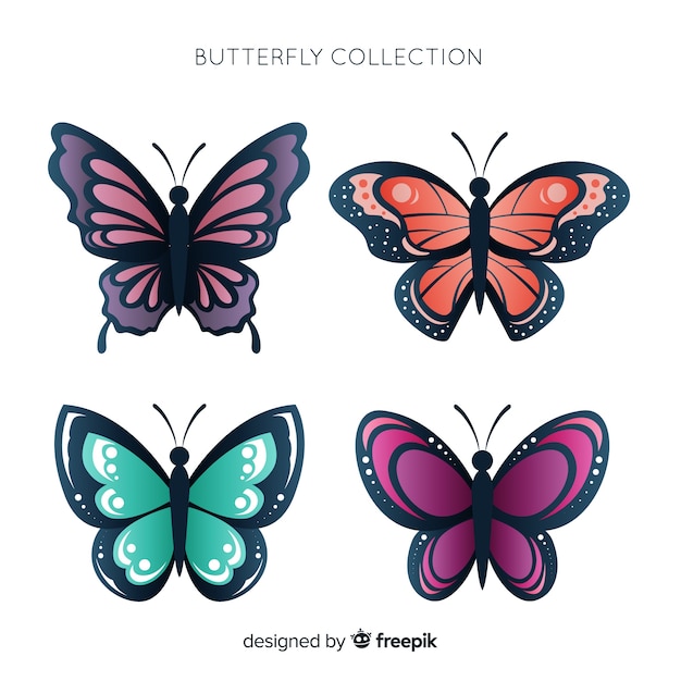 Vector gratuito set de mariposas