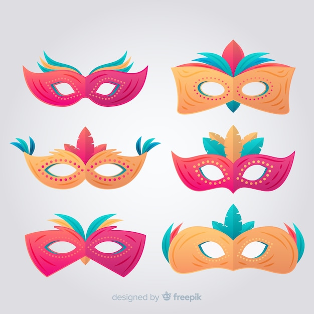 Vector gratuito set de máscaras de carnaval