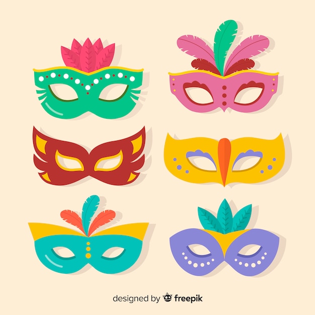 Vector gratuito set de máscaras de carnaval