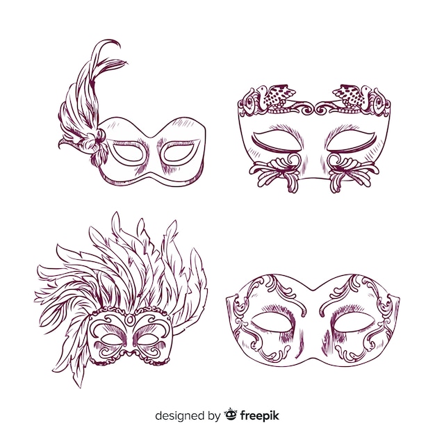 Vector gratuito set de máscaras de carnaval