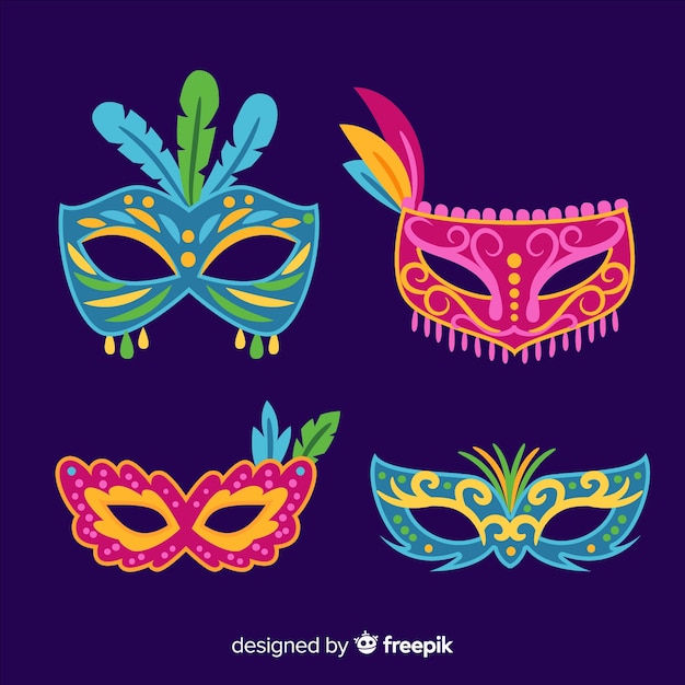 Vector gratuito set de máscaras de carnaval