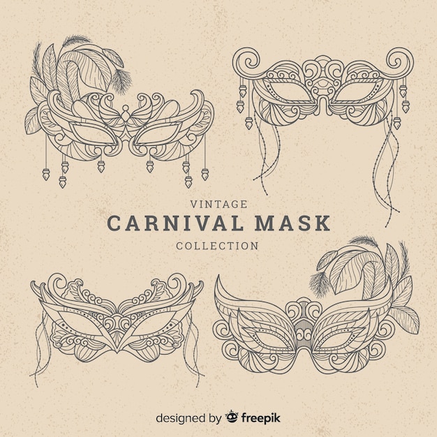 Vector gratuito set de máscaras de carnaval