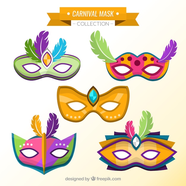 Set de máscaras coloridas  de carnala 