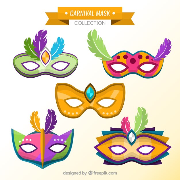 Set de máscaras coloridas  de carnala 